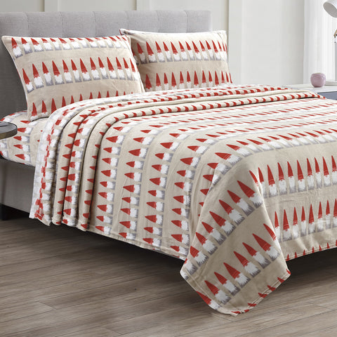 Gnome Santa Wrinkle-Resistant Ultra-Soft Premium All-Season Bed Sheet Set  Soft Brushed Polyester Christmas Bedding