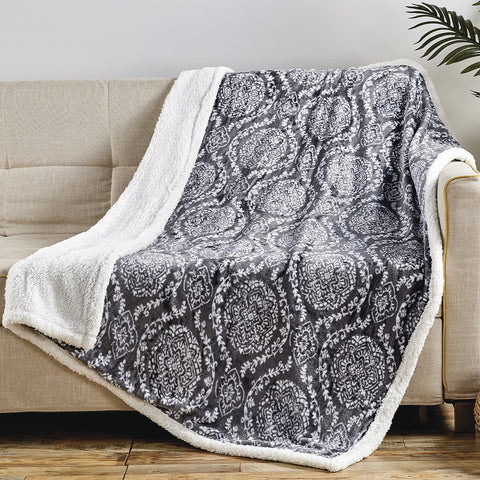 Ultra Soft Microplush Printed Sherpa Throw Blanket 50" x 60" Lightweight Fleece for Couch, Bed, and Everyday Use – Warm, Durable, Machine Washable