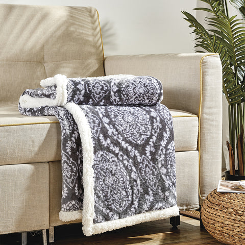 Ultra Soft Microplush Printed Sherpa Throw Blanket 50" x 60" Lightweight Fleece for Couch, Bed, and Everyday Use – Warm, Durable, Machine Washable