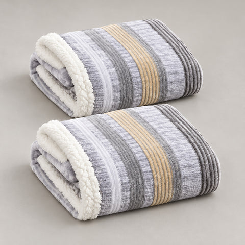 2-Pack Ultra-Soft Microplush Printed Sherpa Throw Blankets – 50" x 60"  Lightweight Warm Fleece Blankets for Couch, Sofa & Bed | 100% Polyester | Machine Washable