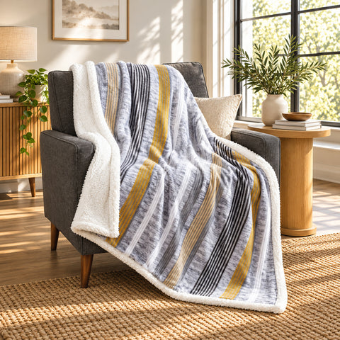Ultra-Soft Microplush Printed Sherpa Throw Blanket – 50" x 60"  Lightweight Warm Fleece Blanket for Couch, Sofa & Bed | 100% Polyester | Machine Washable