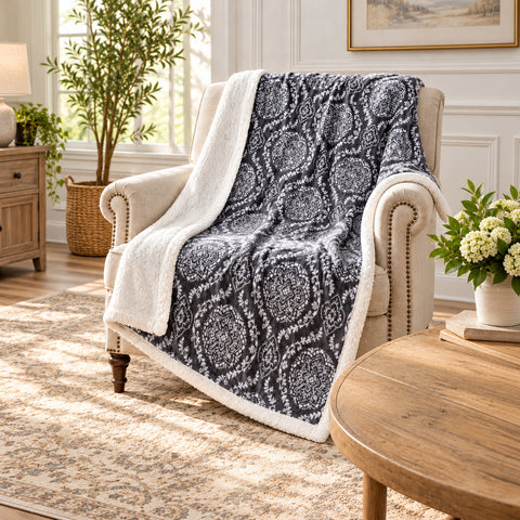 Ultra-Soft Microplush Printed Sherpa Throw Blanket – 50" x 60"  Lightweight Warm Fleece Blanket for Couch, Sofa & Bed | 100% Polyester | Machine Washable