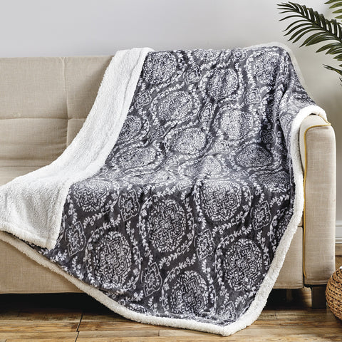 2-Pack Ultra-Soft Microplush Printed Sherpa Throw Blankets – 50" x 60"  Lightweight Warm Fleece Blankets for Couch, Sofa & Bed | 100% Polyester | Machine Washable