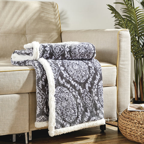 Ultra-Soft Microplush Printed Sherpa Throw Blanket – 50" x 60"  Lightweight Warm Fleece Blanket for Couch, Sofa & Bed | 100% Polyester | Machine Washable