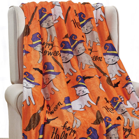 Ultra Soft Micro Plush Halloween Themed 50" x 60" Throw Blanket –  Cozy Blanket for Couch, Bed, or Living Room – Lightweight, Warm, All-Season Comfort, Machine Washable