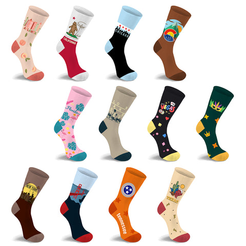 Unisex Cotton City Theme Socks – Comfortable Breathable Everyday Dress Socks