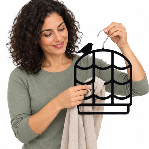 Velvet Scarf Hanger – Nonslip Closet Organizer, Black or Hot Pink