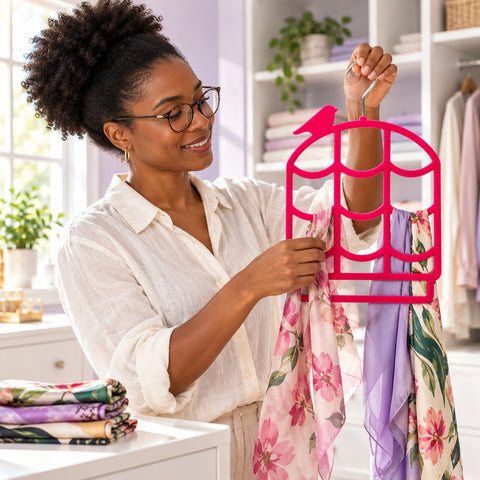 Velvet Scarf Hanger – Nonslip Closet Organizer, Black or Hot Pink