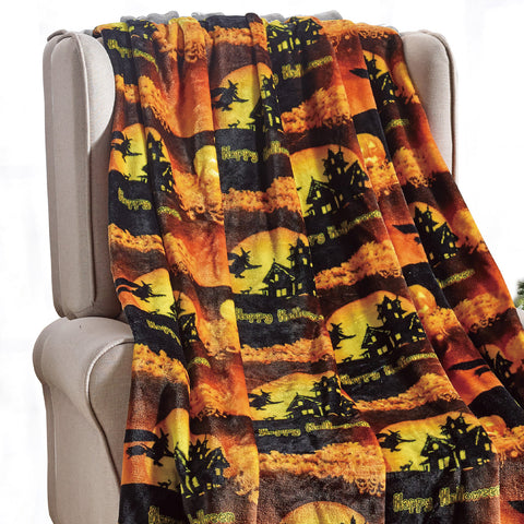 Ultra Soft Micro Plush Halloween Themed 50" x 60" Throw Blanket –  Cozy Blanket for Couch, Bed, or Living Room – Lightweight, Warm, All-Season Comfort, Machine Washable