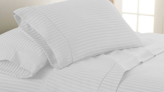 4-Piece Set: Super-Soft 1600 Series Dobby Stripe Embossed Bed Sheet