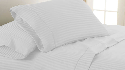 4-Piece Set: Super-Soft 1600 Series Dobby Stripe Embossed Bed Sheet