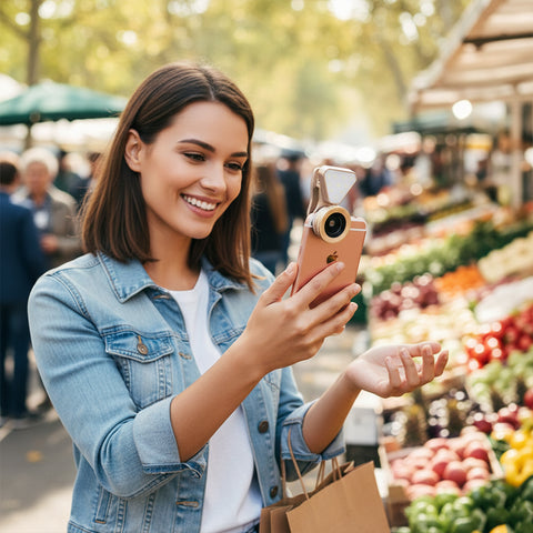 3-in-1 Phone Camera Lens Kit with 10 LED Selfie Light – Clip-On Wide Angle (0.4X–0.6X) + 15X Macro Lens Universal Clip-On Smartphone Lens Set