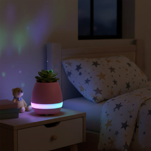 Mini Smart Flower Pot with Bluetooth Speaker & 7-Color LED Night Light – Touch-Sensitive Music Plant Piano Pot – 4-in-1 Desk Planter Speaker for Home, Office, Bedroom Decor – USB Rechargeable, iOS/Android