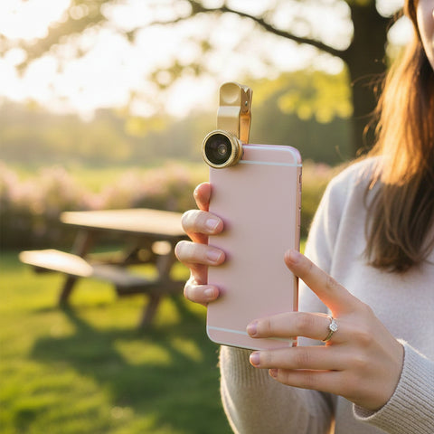 Universal Clip-On 3-in-1 Phone Camera Lens Kit – Wide Angle + 180° Fisheye + Macro Lenses for iPhone & Android – Portable Smartphone Lens Set for Travel, Selfies & Close-Up Shots