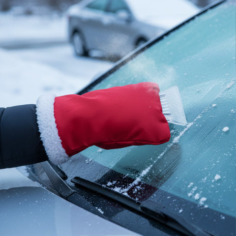 Thermal Ice Scraper Glove – Fleece-Lined Winter Car Window Scraper Mitt for Snow & Ice Removal – Keeps Hands Warm and Dry – One Size Fits Most, Easy to Store