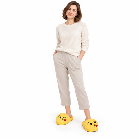 Plush Emoji Slippers – Soft Novelty House Footwear