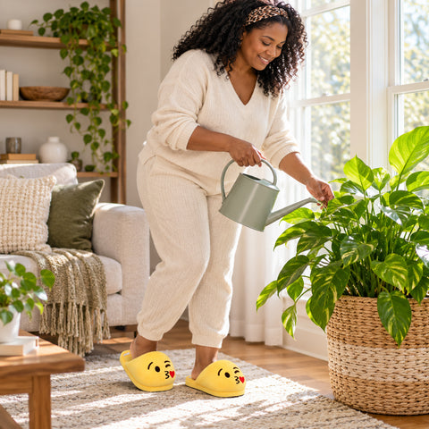 Plush Emoji Slippers – Soft Novelty House Footwear