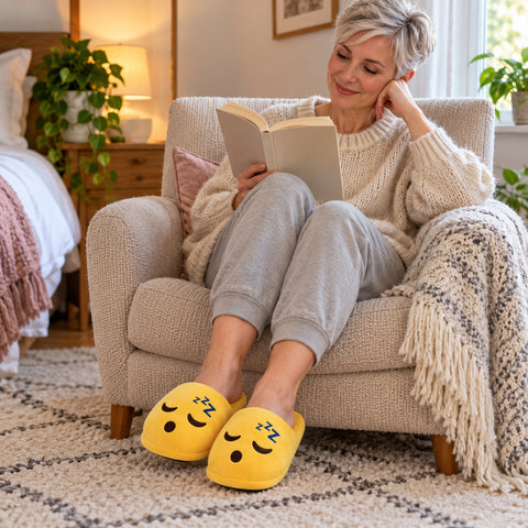 Plush Emoji Slippers – Soft Novelty House Footwear