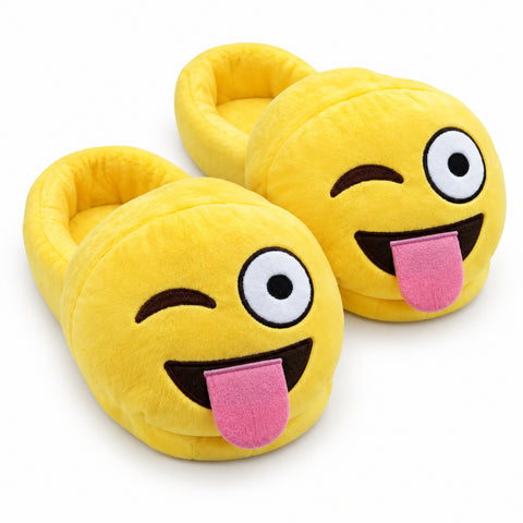Plush Emoji Slippers – Soft Novelty House Footwear