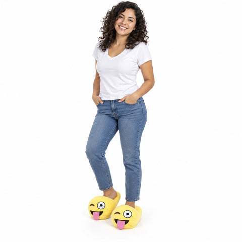 Plush Emoji Slippers – Soft Novelty House Footwear