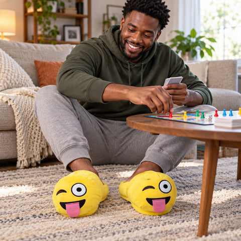 Plush Emoji Slippers – Soft Novelty House Footwear