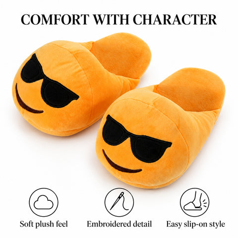 Plush Emoji Slippers – Soft Novelty House Footwear