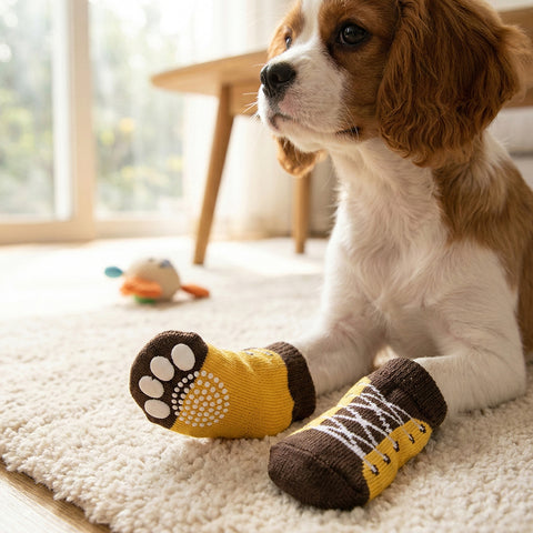 Anti-Slip Dog & Cat Socks (1-Pack or 2-Pack) – Knit Paw Protector with Traction Control for Small Pets | Comfortable, Machine Washable
