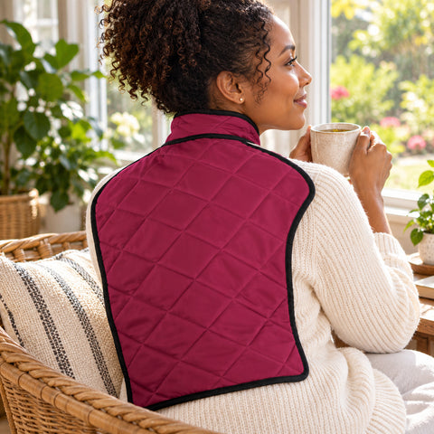 Reusable Hot and Cold Back Wrap with Neck Collar – Buckwheat-Filled Comfort Pad