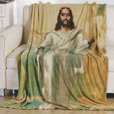 Jesus Fleece Throw Blanket – Super Soft and Lightweight Faith-Inspired Blanket – Cozy Christian Throw for Bed, Couch, or Prayer Room (50" x 70")