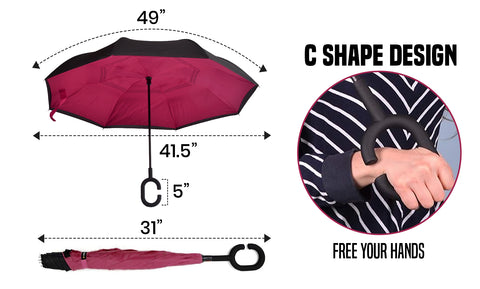 Double Layer Inverted Rubberized C-Shaped  Reverse Folding Windproof Umbrella for Men and Women