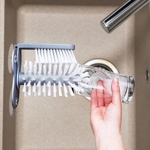 2-Pack: Water Bottle Cleaning Brush with Suction Base Glass Beer Cup, Long Leg Cup, Wine Glass Bar Kitchen Tools