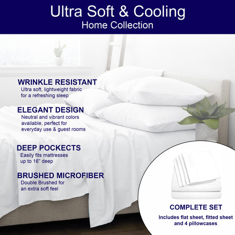 6 Piece: Premium Home Collection Microfiber Soft Cooling Bed Sheet Set