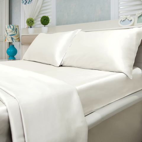 4-Piece : Satin Bed Sheet Set Ultra Soft