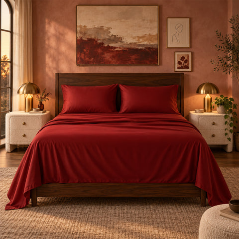 4-Piece Deep Pocket Soft Bamboo-Blend Luxury Sheet Set  Buttery-Soft Microfiber & Bamboo Bedding | Fits Mattresses up to 14" Deep