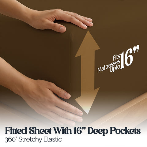 4-Piece Deep Pocket Soft Bamboo-Blend Luxury Sheet Set  Buttery-Soft Microfiber & Bamboo Bedding | Fits Mattresses up to 14" Deep