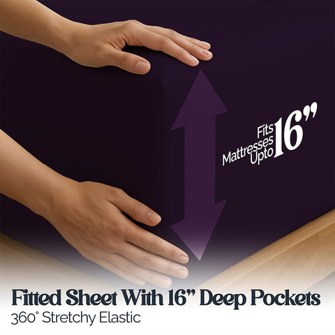 4-Piece Deep Pocket Soft Bamboo-Blend Luxury Sheet Set  Buttery-Soft Microfiber & Bamboo Bedding | Fits Mattresses up to 14" Deep