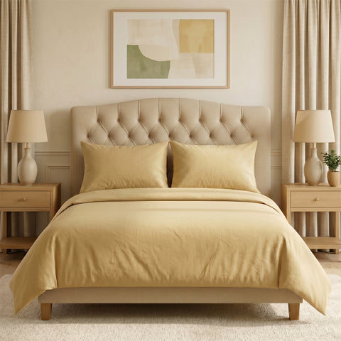 4-Piece Bamboo-Blend Sheet Set – Deep Pocket Soft & Buttery Bed Sheets with Pillowcases, Breathable & Wrinkle-Resistant (Twin–Cal King)