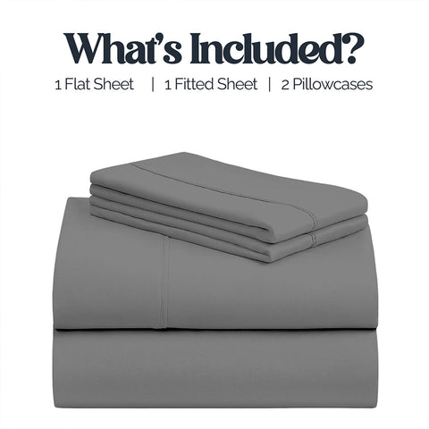 4-Piece Deep Pocket Soft Bamboo-Blend Luxury Sheet Set  Buttery-Soft Microfiber & Bamboo Bedding | Fits Mattresses up to 14" Deep