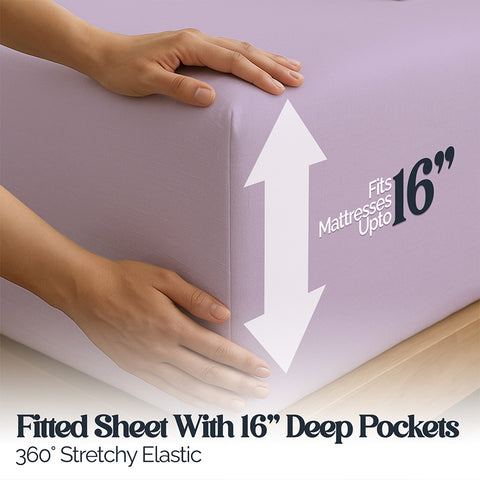 4-Piece Deep Pocket Soft Bamboo-Blend Luxury Sheet Set  Buttery-Soft Microfiber & Bamboo Bedding | Fits Mattresses up to 14" Deep