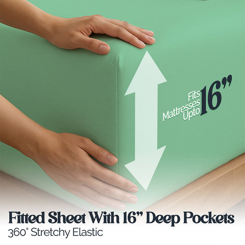 4-Piece Deep Pocket Soft Bamboo-Blend Luxury Sheet Set  Buttery-Soft Microfiber & Bamboo Bedding | Fits Mattresses up to 14" Deep