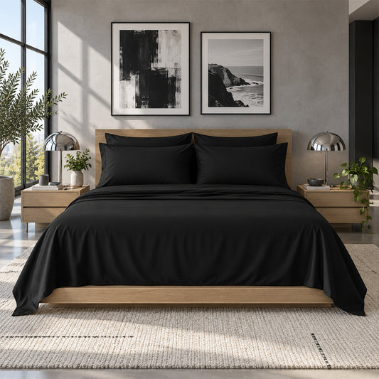 6-Piece Deep Pocket Buttery-Soft Bamboo-Blend Luxury Sheet Set | 95 GSM | Fits Mattresses Up To 14" Deep