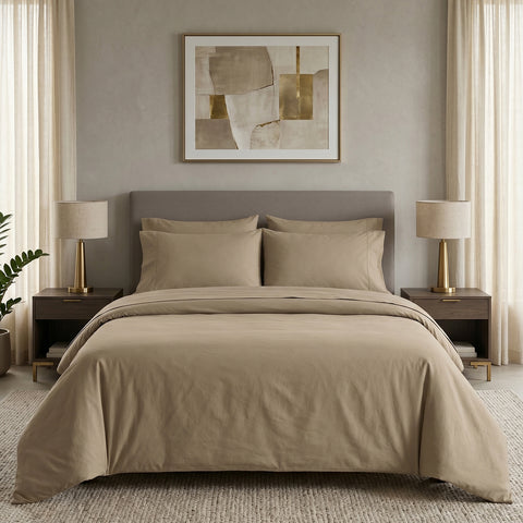 Luxury Homes Bamboo-Blend Sheet Set (6-Piece) – Deep Pocket Cooling Bed Sheets with 4 Pillowcases, Soft & Breathable Bedding (Twin–Cal King)