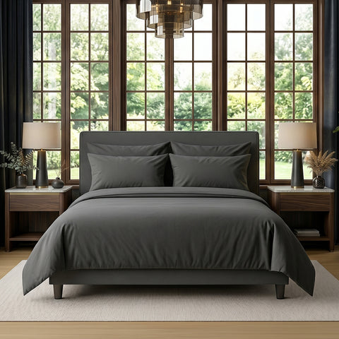 Luxury Homes Bamboo-Blend Sheet Set (6-Piece) – Deep Pocket Cooling Bed Sheets with 4 Pillowcases, Soft & Breathable Bedding (Twin–Cal King)