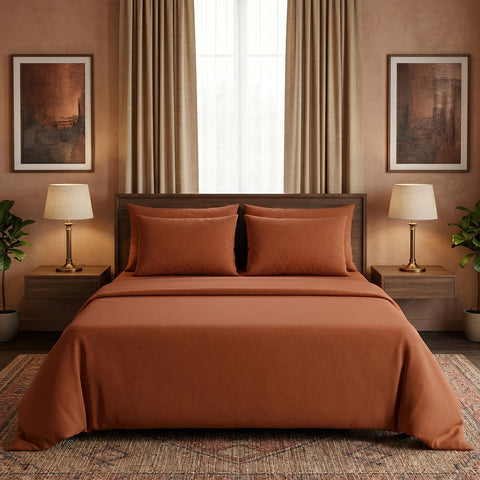 Luxury Homes Bamboo-Blend Sheet Set (6-Piece) – Deep Pocket Cooling Bed Sheets with 4 Pillowcases, Soft & Breathable Bedding (Twin–Cal King)