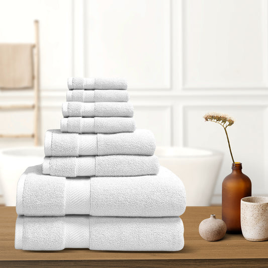 8-Piece: 100% Organic Cotton Bath Towel Set