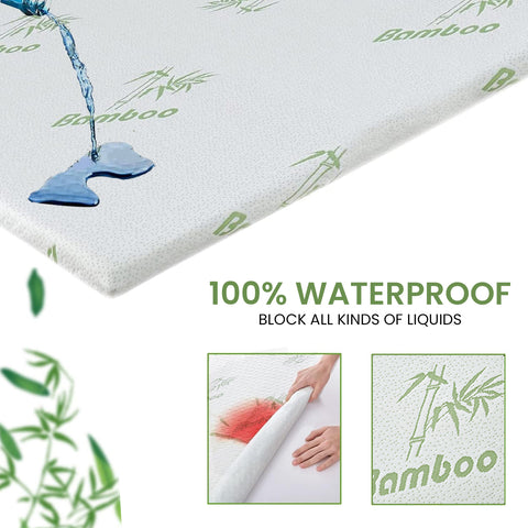 Waterproof  Ultra Soft Breathable  Bamboo  and Terry Cloth Fitted Bed Mattress Cover Leak Protector (80" x 60")