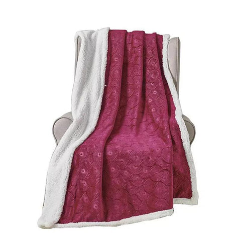 Ultra Soft 50" x 60" Louvre Embossed Sherpa Plush Throw Blanket – Lightweight, Warm, All-Season Comfort for Couch, Bed, or Travel – Machine Washable