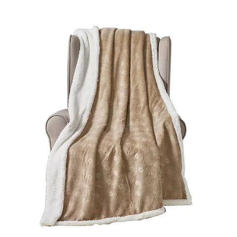 Ultra Soft 50" x 60" Louvre Embossed Sherpa Plush Throw Blanket – Lightweight, Warm, All-Season Comfort for Couch, Bed, or Travel – Machine Washable