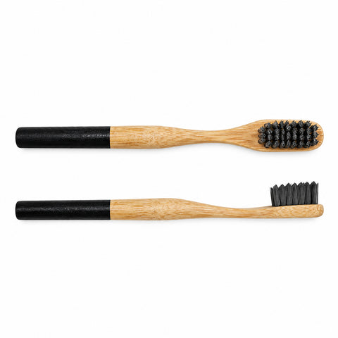 Bamboo Toothbrushes, 2-Pack – Charcoal-Infused Nylon Bristles