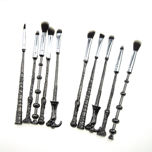 Wizard-Inspired Wand-Style Makeup Brush Set  Soft Bristle Cosmetic Brushes for Face & Eye Makeup | Fantasy-Inspired Beauty Tools & Gift Set